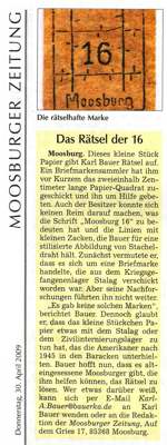 Moosburger Zeitung mit der Frage nach der Marke