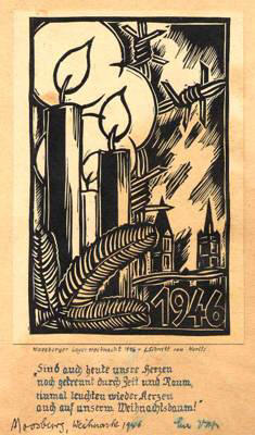 Moosburg, Lagerweihnacht 1946, Linolschnitt