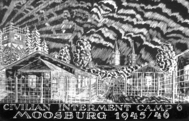 Postkarte Internierungslager Civilian Internment Camp No. 6 - 1945/46