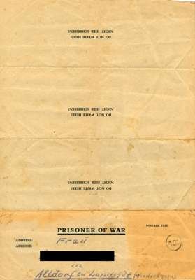 Brief vom 08.10.1946 aus dem Internierungslager 6 in Moosburg