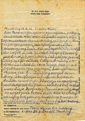 Brief vom 08.10.1946 aus dem Internierungslager 6 in Moosburg