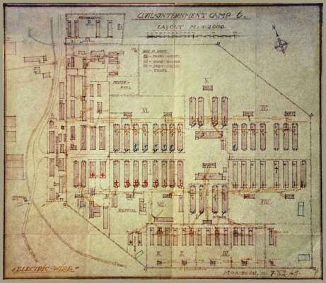 Plan ELECTRIC WIRE des Civil Internment Camp 6 vom 7. Dezember 1945