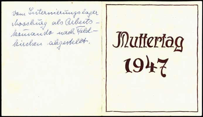 1947, Muttertags-Gr��e aus dem Internierungslager Moosburg