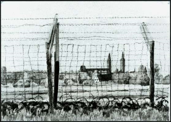 Moosburg 1946 - Blick aus dem Internierungslager zur Stadt