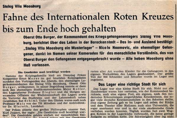 Moosburger Zeitung 3. April 1962, Bericht zum Vortrag von Oberst Otto Burger ber Stalag VII A am 27. Mrz 1962