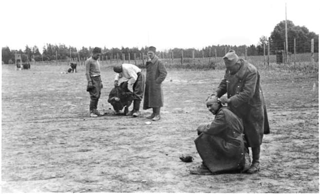 Moosburg Stalag VII A, Treiben vor dem Zeltlager, Haare schneiden und rasieren