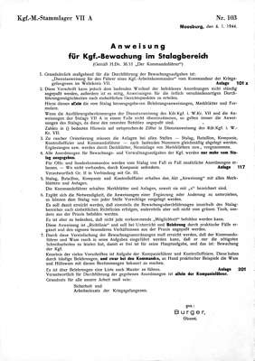 Stalag VII A  Anweisung fr Kgf.-Bewachung im Stalagbereich