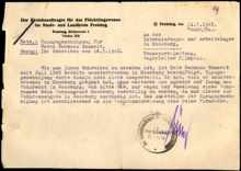1948, Hermann SZAMEIT - Zuzugsgenehmigung zum Internierungs- und Arbeitslager Moosburg