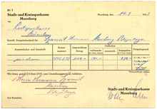Freigabebescheid (Zahlungsanweisung) Stadt- und Kreissparkasse Moosburg - Postsparkasse M�nchen f�r Szameit Hermann *24.Juli 1913