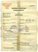 1945 - Entlassungsschein von Szameit Hermann *24.Juli 1913