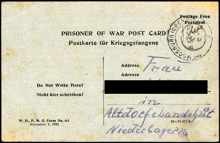 Postkarte vom 13.08.1946 aus dem Internierungslager 6 in Moosburg