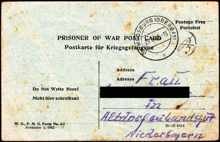 Postkarte vom 26.08.1946 aus dem Internierungslager 6 in Moosburg