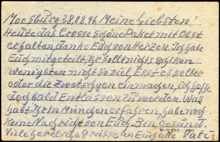 Postkarte vom 28.08.1946 aus dem Internierungslager 6 in Moosburg