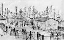 Das Frauenlagerlager, Federzeichnung des Internierten Kurt Kyriss