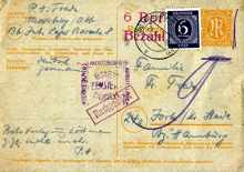 Postkarte aus dem Internierungslager, 29.01.1947