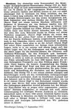 Moosburger Zeitung 13. September 1952, Hans Nepf mit 73 Jahren verstorben