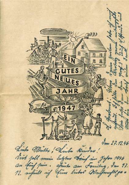 Brief vom 27.12.1946 aus dem Internierungslager 6 in Moosburg