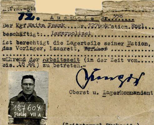 Moosburg Stalag VII A, Ausschnitt Ausweis Frank Waite