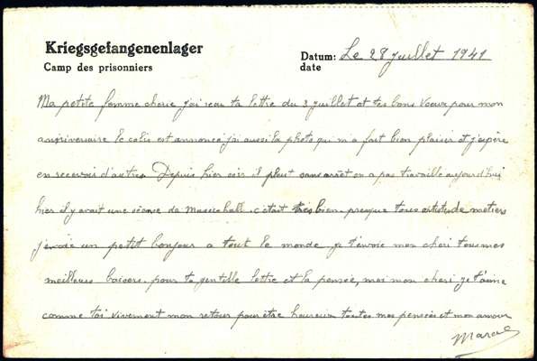 Kriegsgefangenenpost aus Stalag VII A - 1941, Marcel Patoux, Gefangenennummer 77829