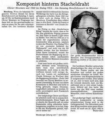 MZ vom 7. April 2005 zu  Olivier Messiaen