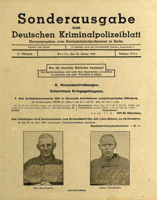 Entwichene Kriegsgefangene, Reichskriminalpolizeiamt Berlin, 14.01.1944