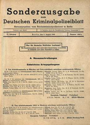 Entwichene Kriegsgefangene, Reichskriminalpolizeiamt Berlin, 5. August 1944