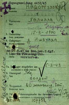 Abgangsmeldung 107752, NADORGULOW Chalilla, USSR