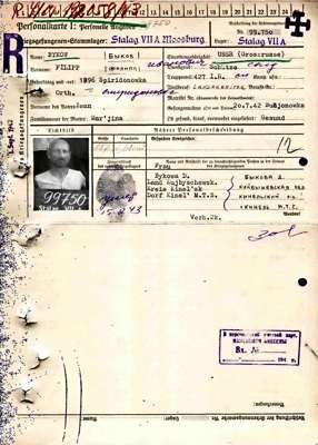 Personalkarte 99750, BYKOW Filipp, USSR