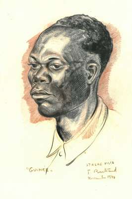 Moosburg Stalag VII A, Kriegsgefangener, Lagerinsasse aus Guinea, J. Bertrand