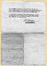 R�ckseite Bescheinigung Beurlaubung aus der Kriegsgefangenschaft Joseph Desseux