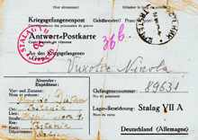 1942 Post f�r den Kriegsgefangenen Vukotie Nikola in Stalag VII A, Gefangenennummer 89631 von Popovic Dusan, Serbien