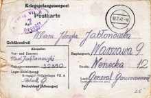 1942, Tad. Jablonowski, aus Polen, Gefangenennummer 32350, schreibt an Jozefa Jablonowska in Warschau